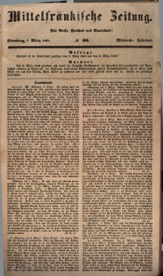 Mittelfränkische Zeitung für Recht, Freiheit und Vaterland (Fränkischer Kurier) Mittwoch 7. März 1849