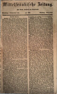 Mittelfränkische Zeitung für Recht, Freiheit und Vaterland (Fränkischer Kurier) Sonntag 9. September 1849