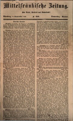 Mittelfränkische Zeitung für Recht, Freiheit und Vaterland (Fränkischer Kurier) Donnerstag 13. September 1849