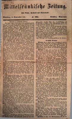 Mittelfränkische Zeitung für Recht, Freiheit und Vaterland (Fränkischer Kurier) Samstag 22. September 1849
