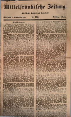 Mittelfränkische Zeitung für Recht, Freiheit und Vaterland (Fränkischer Kurier) Sonntag 23. September 1849