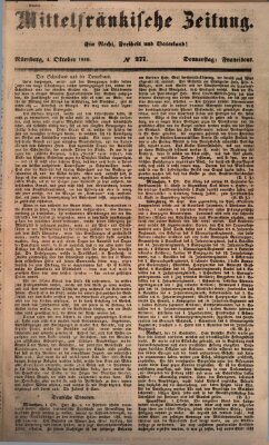 Mittelfränkische Zeitung für Recht, Freiheit und Vaterland (Fränkischer Kurier) Donnerstag 4. Oktober 1849
