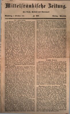 Mittelfränkische Zeitung für Recht, Freiheit und Vaterland (Fränkischer Kurier) Freitag 5. Oktober 1849