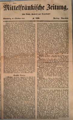 Mittelfränkische Zeitung für Recht, Freiheit und Vaterland (Fränkischer Kurier) Freitag 26. Oktober 1849