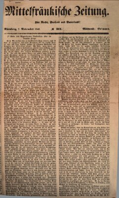 Mittelfränkische Zeitung für Recht, Freiheit und Vaterland (Fränkischer Kurier) Mittwoch 7. November 1849