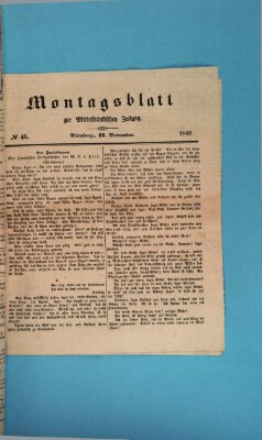 Mittelfränkische Zeitung für Recht, Freiheit und Vaterland (Fränkischer Kurier) Montag 12. November 1849