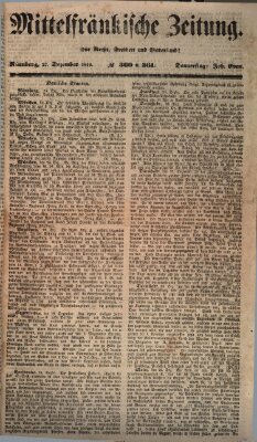 Mittelfränkische Zeitung für Recht, Freiheit und Vaterland (Fränkischer Kurier) Donnerstag 27. Dezember 1849