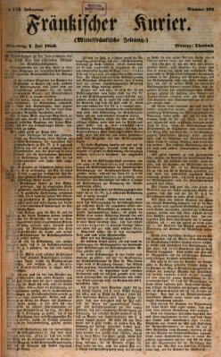 Fränkischer Kurier Montag 1. Juli 1850