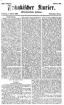 Fränkischer Kurier Donnerstag 7. Oktober 1852