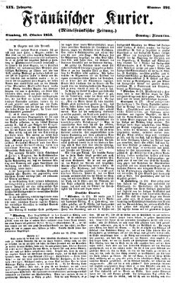 Fränkischer Kurier Sonntag 17. Oktober 1852