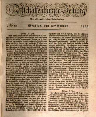 Aschaffenburger Zeitung Montag 14. Januar 1822