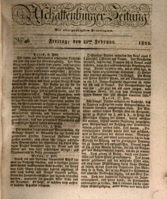 Aschaffenburger Zeitung Freitag 22. Februar 1822