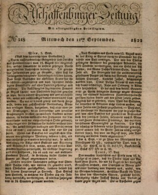 Aschaffenburger Zeitung Mittwoch 11. September 1822