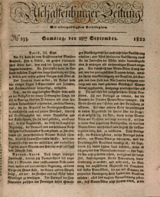 Aschaffenburger Zeitung Samstag 28. September 1822