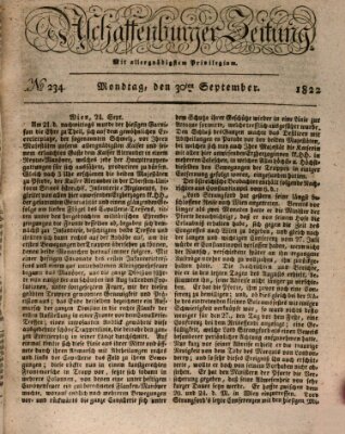 Aschaffenburger Zeitung Montag 30. September 1822