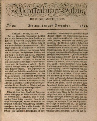 Aschaffenburger Zeitung Freitag 22. November 1822