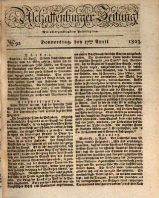 Aschaffenburger Zeitung Donnerstag 17. April 1823