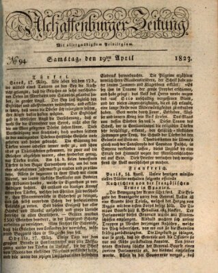 Aschaffenburger Zeitung Samstag 19. April 1823