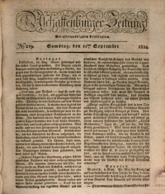 Aschaffenburger Zeitung Samstag 11. September 1824