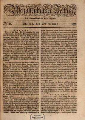 Aschaffenburger Zeitung Freitag 27. Januar 1832