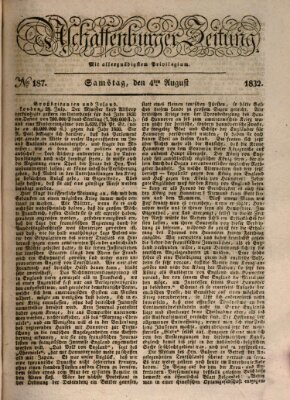 Aschaffenburger Zeitung Samstag 4. August 1832