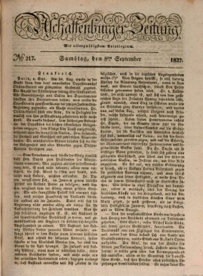 Aschaffenburger Zeitung Samstag 8. September 1832