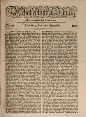 Aschaffenburger Zeitung Dienstag 11. September 1832