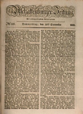 Aschaffenburger Zeitung Donnerstag 20. September 1832