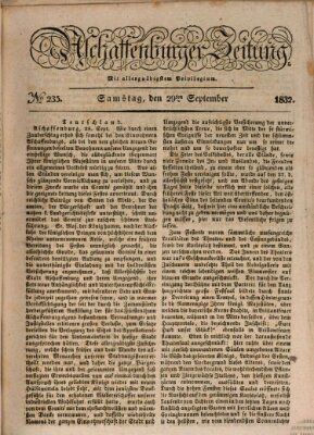 Aschaffenburger Zeitung Samstag 29. September 1832