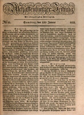 Aschaffenburger Zeitung Samstag 12. Januar 1833