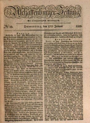Aschaffenburger Zeitung Donnerstag 17. Januar 1833