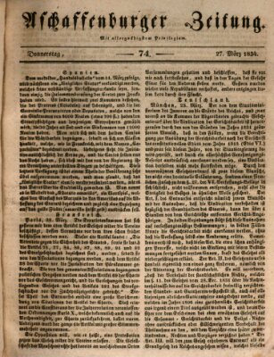 Aschaffenburger Zeitung Donnerstag 27. März 1834