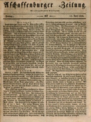 Aschaffenburger Zeitung Freitag 11. April 1834