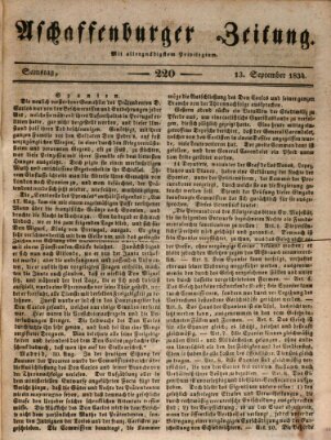Aschaffenburger Zeitung Samstag 13. September 1834