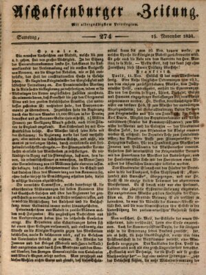Aschaffenburger Zeitung Samstag 15. November 1834