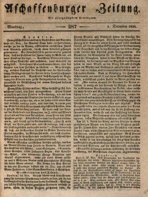 Aschaffenburger Zeitung Montag 1. Dezember 1834