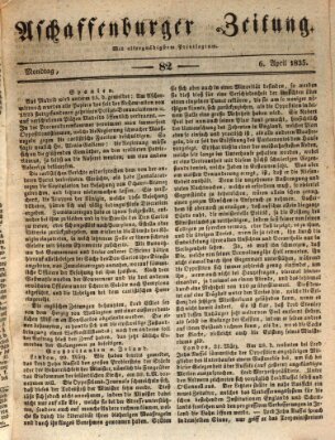 Aschaffenburger Zeitung Montag 6. April 1835