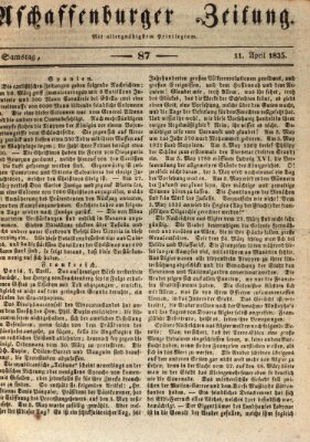 Aschaffenburger Zeitung Samstag 11. April 1835