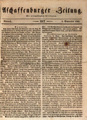Aschaffenburger Zeitung Mittwoch 9. September 1835
