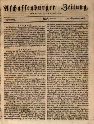 Aschaffenburger Zeitung Dienstag 22. September 1835