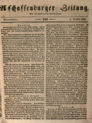 Aschaffenburger Zeitung Donnerstag 1. Oktober 1835
