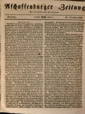 Aschaffenburger Zeitung Dienstag 27. Oktober 1835