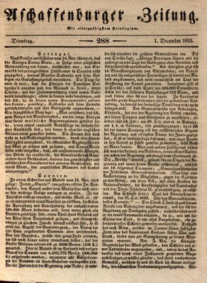 Aschaffenburger Zeitung Dienstag 1. Dezember 1835