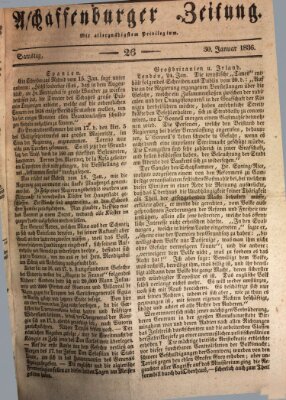 Aschaffenburger Zeitung Samstag 30. Januar 1836