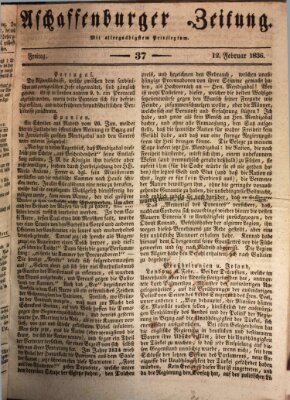 Aschaffenburger Zeitung Freitag 12. Februar 1836