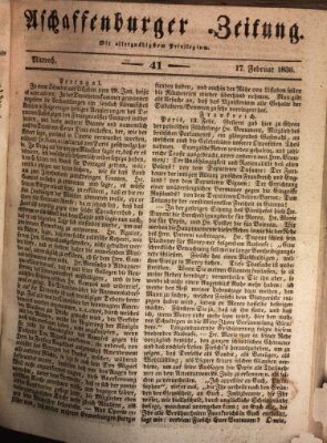 Aschaffenburger Zeitung Mittwoch 17. Februar 1836