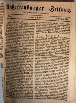 Aschaffenburger Zeitung Freitag 19. Februar 1836