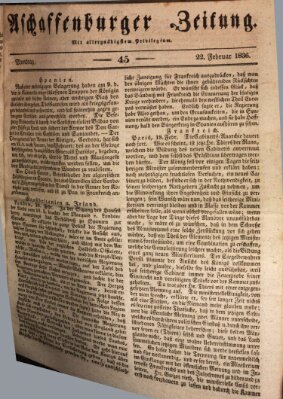 Aschaffenburger Zeitung Montag 22. Februar 1836