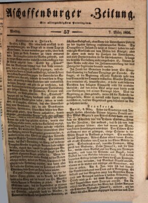 Aschaffenburger Zeitung Montag 7. März 1836