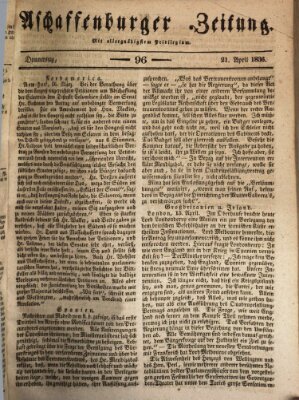Aschaffenburger Zeitung Donnerstag 21. April 1836